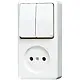 JUNG 645 A WW opbouw combinatie serieschakelaar/wandcontactdoos zonder randaarde AP600 alpine wit