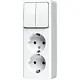 JUNG 625 A WW opbouw combinatie serieschakelaar/2x wandcontactdoos randaarde AP600 alpine wit