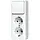 JUNG 626 A WW opbouw combinatie wisselschakelaar/2x wandcontactdoos randaarde AP600 alpine wit