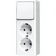 JUNG 626 A WW opbouw combinatie wisselschakelaar/2x wandcontactdoos randaarde AP600 alpine wit