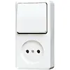 JUNG 646 A WW opbouw combinatie wisselschakelaar/wandcontactdoos zonder randaarde AP600 alpine wit