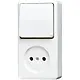 JUNG 646 A WW opbouw combinatie wisselschakelaar/wandcontactdoos zonder randaarde AP600 alpine wit