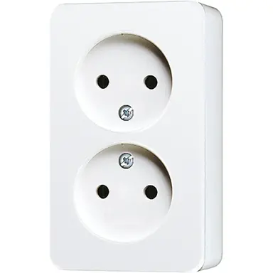 JUNG 6010 KI A WW opbouw wandcontactdoos 2-voudig zonder randaarde Safety+ AP600 alpine wit