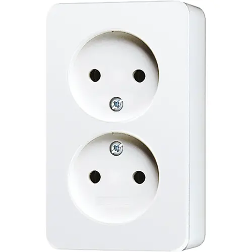 JUNG 6010 KI A WW opbouw wandcontactdoos 2-voudig zonder randaarde Safety+ AP600 alpine wit