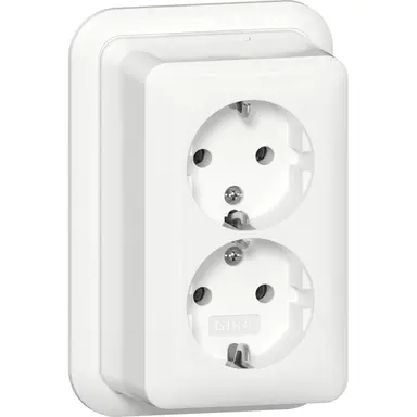 Gira 478011 wandcontactdoos randaarde 2-voudig opbouw wit