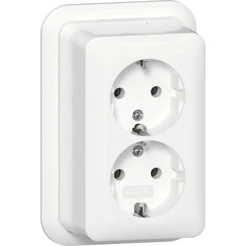 Gira 478011 wandcontactdoos 2-voudig randaarde opbouw wit