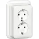 Gira 478011 wandcontactdoos 2-voudig randaarde opbouw wit
