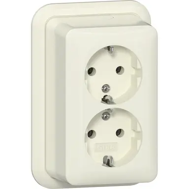 Gira 478010 wandcontactdoos randaarde 2-voudig opbouw creme