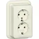 Gira 478010 wandcontactdoos 2-voudig randaarde opbouw creme