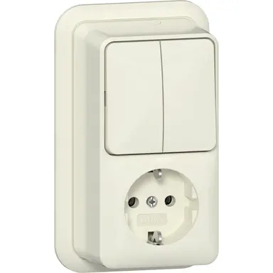 Gira 417510 combinatie serieschakelaar en wandcontactdoos randaarde opbouw creme
