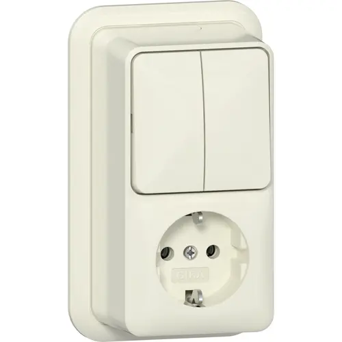 Gira 417510 combinatie serieschakelaar en wandcontactdoos randaarde opbouw creme