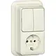 Gira 417510 combinatie serieschakelaar en wandcontactdoos randaarde opbouw creme