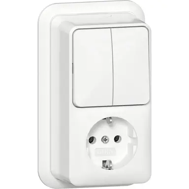 Gira 417511 combinatie serieschakelaar en wandcontactdoos randaarde opbouw wit