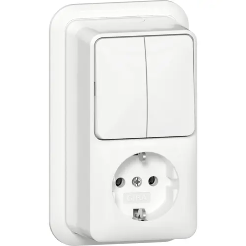 Gira 417511 combinatie serieschakelaar en wandcontactdoos randaarde opbouw wit