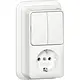Gira 417511 combinatie serieschakelaar en wandcontactdoos randaarde opbouw wit