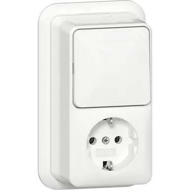 Gira 417611 combinatie schakelaar en wandcontactdoos randaarde opbouw wit