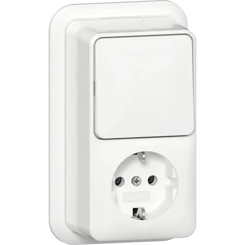Gira 417611 combinatie schakelaar en wandcontactdoos randaarde opbouw wit