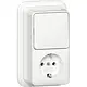 Gira 417611 combinatie schakelaar en wandcontactdoos randaarde opbouw wit
