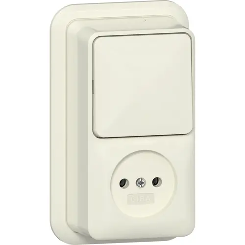 Gira 447610 combinatie schakelaar en wandcontactdoos zonder randaarde opbouw creme