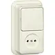Gira 447610 combinatie schakelaar en wandcontactdoos zonder randaarde opbouw creme