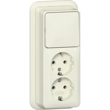 Gira 418610 combinatie schakelaar en wandcontactdoos 2-voudig randaarde opbouw creme