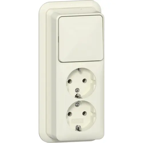 Gira 418610 combinatie schakelaar en wandcontactdoos 2-voudig randaarde opbouw creme
