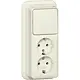 Gira 418610 combinatie schakelaar en wandcontactdoos 2-voudig randaarde opbouw creme