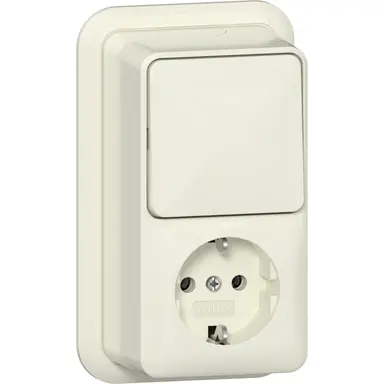 Gira 417610 combinatie schakelaar en wandcontactdoos randaarde opbouw creme