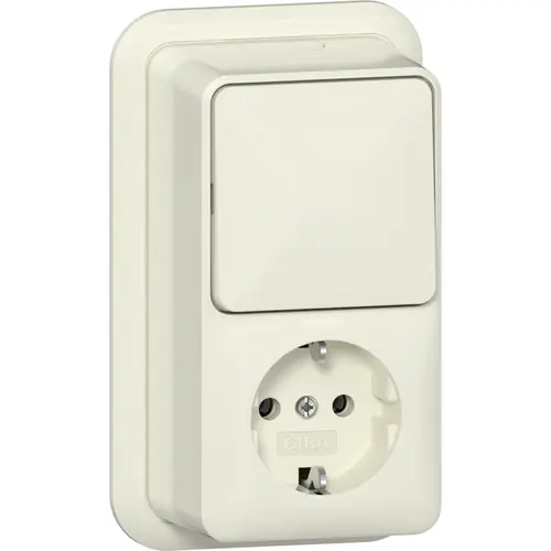 Gira 417610 combinatie schakelaar en wandcontactdoos randaarde opbouw creme
