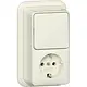 Gira 417610 combinatie schakelaar en wandcontactdoos randaarde opbouw creme