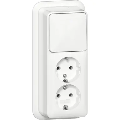Gira 418611 combinatie schakelaar en wandcontactdoos 2-voudig randaarde opbouw wit