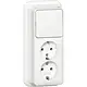 Gira 418611 combinatie schakelaar en wandcontactdoos 2-voudig randaarde opbouw wit