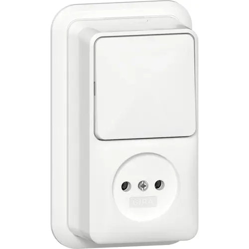 Gira 447611 combinatie schakelaar en wandcontactdoos zonder randaarde opbouw wit