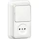 Gira 447611 combinatie schakelaar en wandcontactdoos zonder randaarde opbouw wit