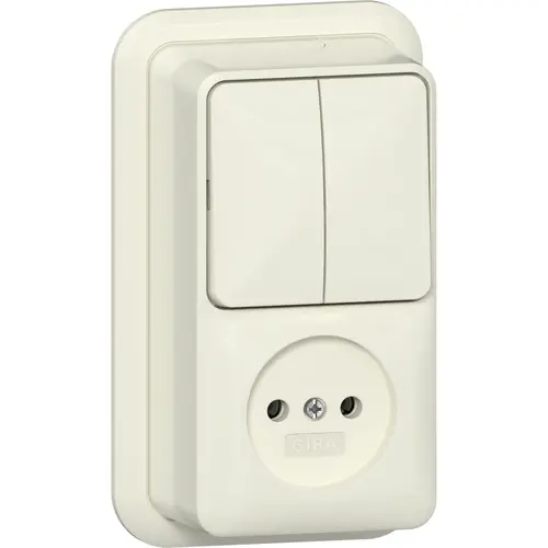 Gira 447510 combinatie serieschakelaar en wandcontactdoos zonder randaarde opbouw creme