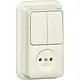 Gira 447510 combinatie serieschakelaar en wandcontactdoos zonder randaarde opbouw creme