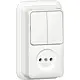 Gira 447511 combinatie serieschakelaar en wandcontactdoos zonder randaarde opbouw wit
