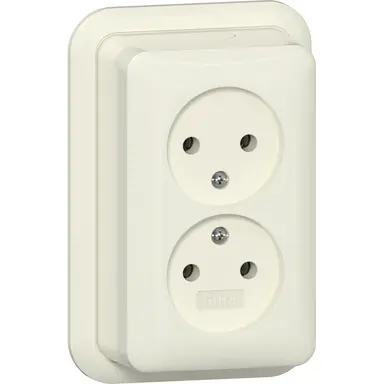 Gira 479110 wandcontactdoos zonder randaarde 2-voudig opbouw creme
