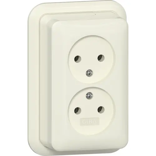 Gira 479110 wandcontactdoos 2-voudig zonder randaarde opbouw creme
