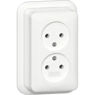 Gira 479111 wandcontactdoos zonder randaarde 2-voudig opbouw wit