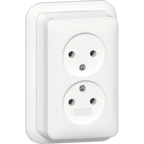 Gira 479111 wandcontactdoos 2-voudig zonder randaarde opbouw wit