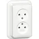 Gira 479111 wandcontactdoos 2-voudig zonder randaarde opbouw wit