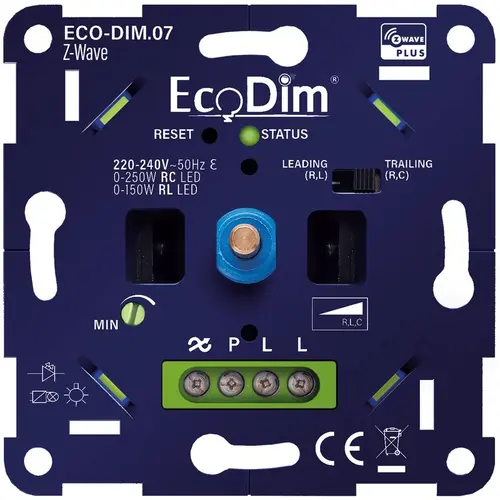 EcoDim ECO-DIM.07-ZWV Z-Wave LED dimmer 0 - 250 Watt RLC