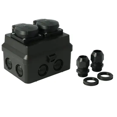 Attema AT2245.01 opbouw kabeldoos met 2 wandcontactdozen IP54 zwart