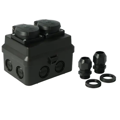 Attema AT2245.01 opbouw kabeldoos met 2 wandcontactdozen IP54 zwart