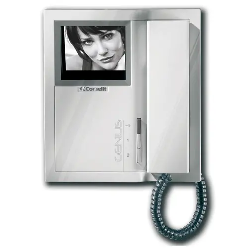 Comelit 5801 genius monitor opbouw zwart-wit 4 inch met hoorn wit