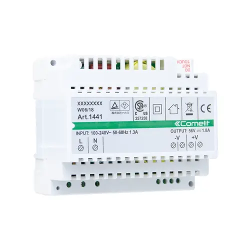 Comelit 1441 voeding stamleiding ViP 230V 55VDC DIN-rail IP20 kortsluitvast