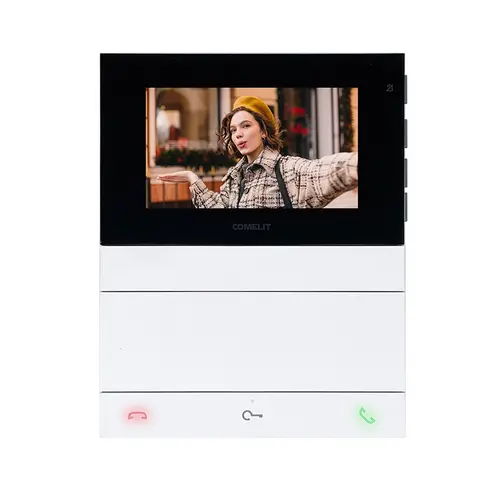 Comelit LS8720 LOGOS monitor handsfree met video 2-draads 4,3 inch opbouw wit