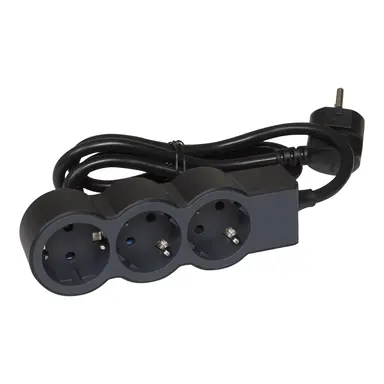 Legrand 694550 stekkerdoos met 1,5 m snoer 3x wcd zwart/donkergrijs