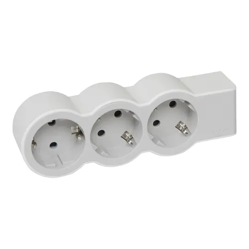Legrand 694573 3-voudige stekkerdoos met randaarde zonder snoer wit/lichtgrijs